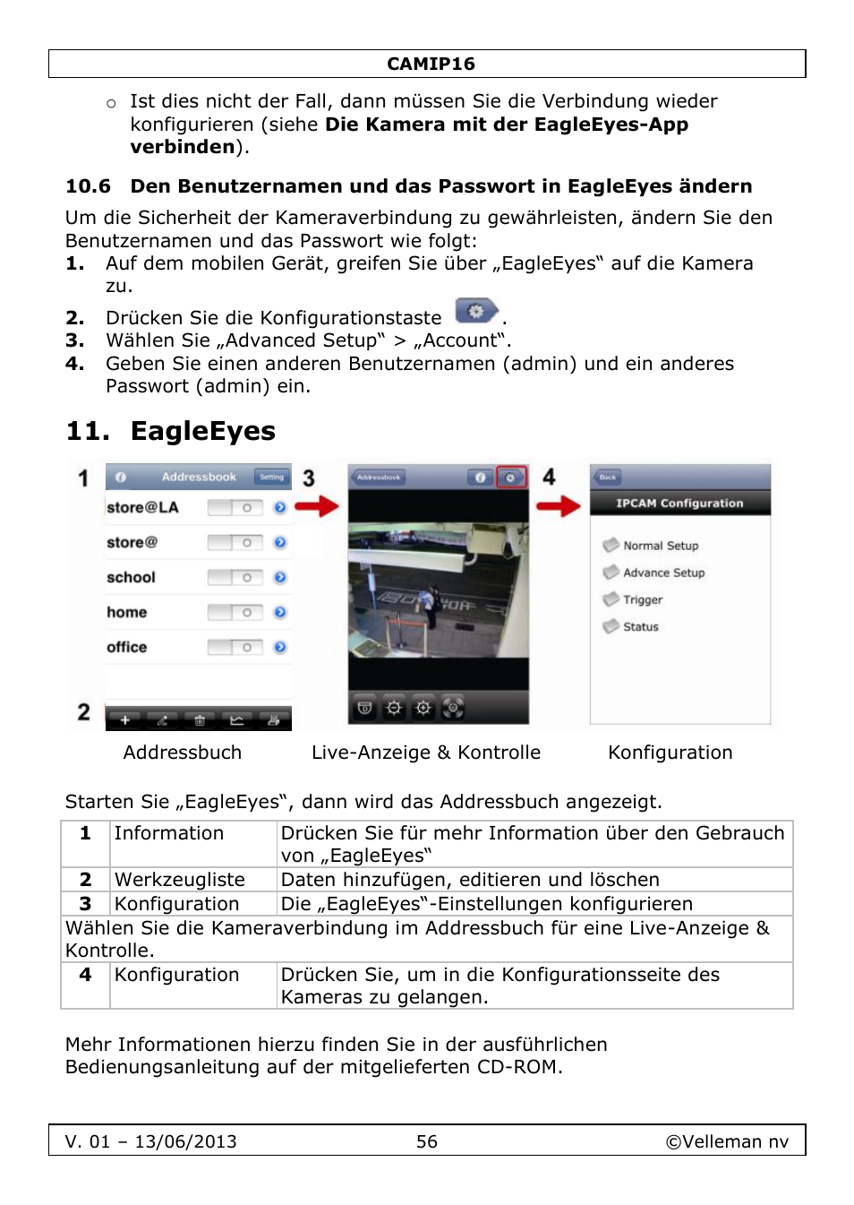 Eagleeyes | Velleman CAMIP16 User manual User Manual | Page 56 / 60