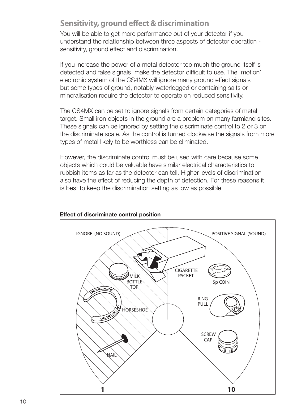 Sensitivity, ground effect & discrimination | Velleman CS4MX-I User Manual | Page 10 / 12