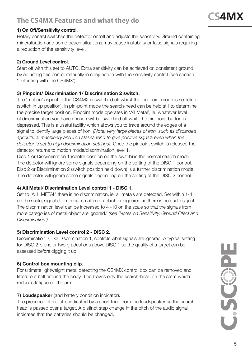 Cs 4mx, The cs4mx features and what they do | Velleman CS4MX-I User Manual | Page 5 / 12