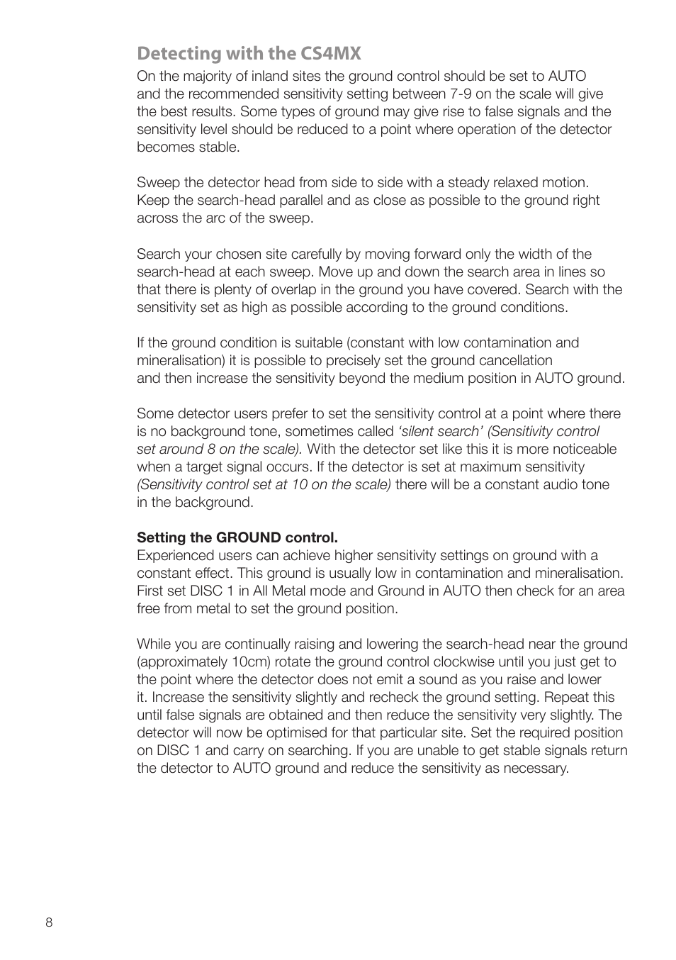 Detecting with the cs4mx | Velleman CS4MX-I User Manual | Page 8 / 12