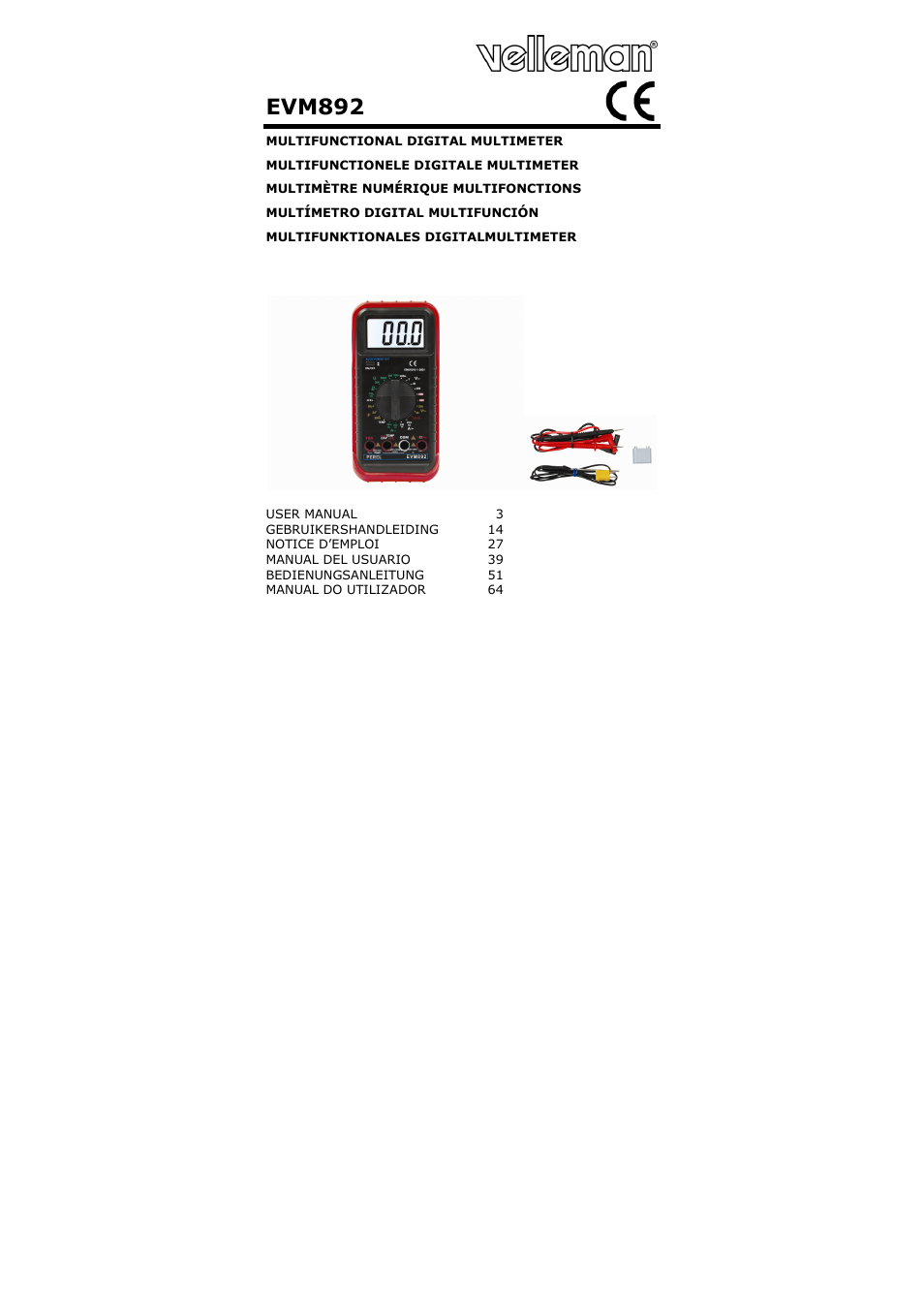 Velleman EVM892 User Manual | 80 pages