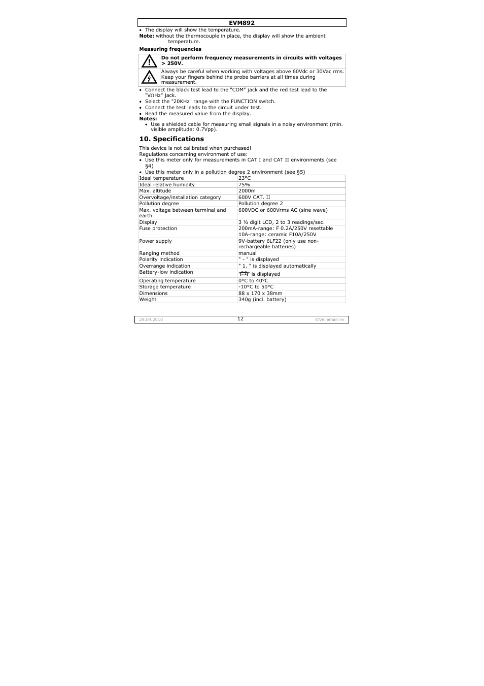 Velleman EVM892 User Manual | Page 12 / 80