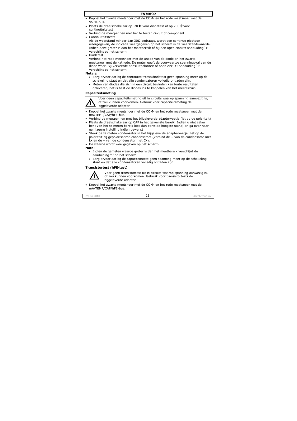 Velleman EVM892 User Manual | Page 23 / 80