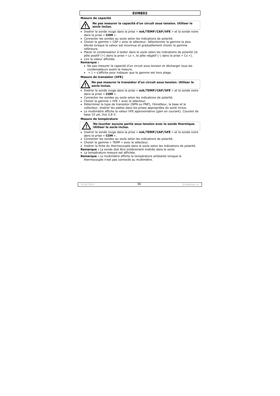 Velleman EVM892 User Manual | Page 36 / 80