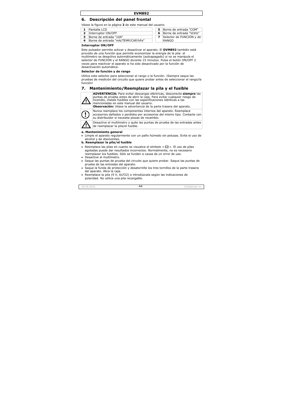 Velleman EVM892 User Manual | Page 44 / 80