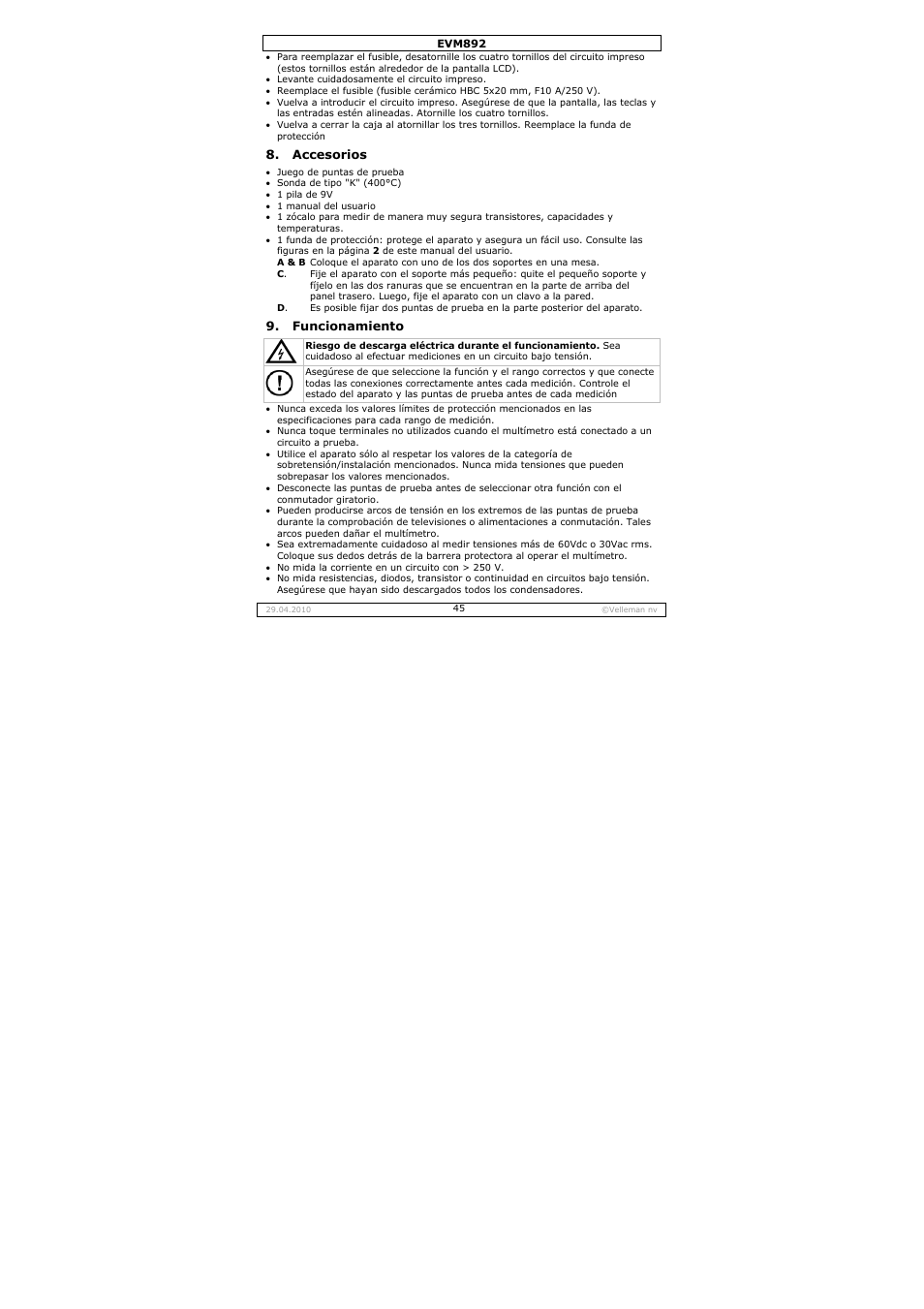 Velleman EVM892 User Manual | Page 45 / 80
