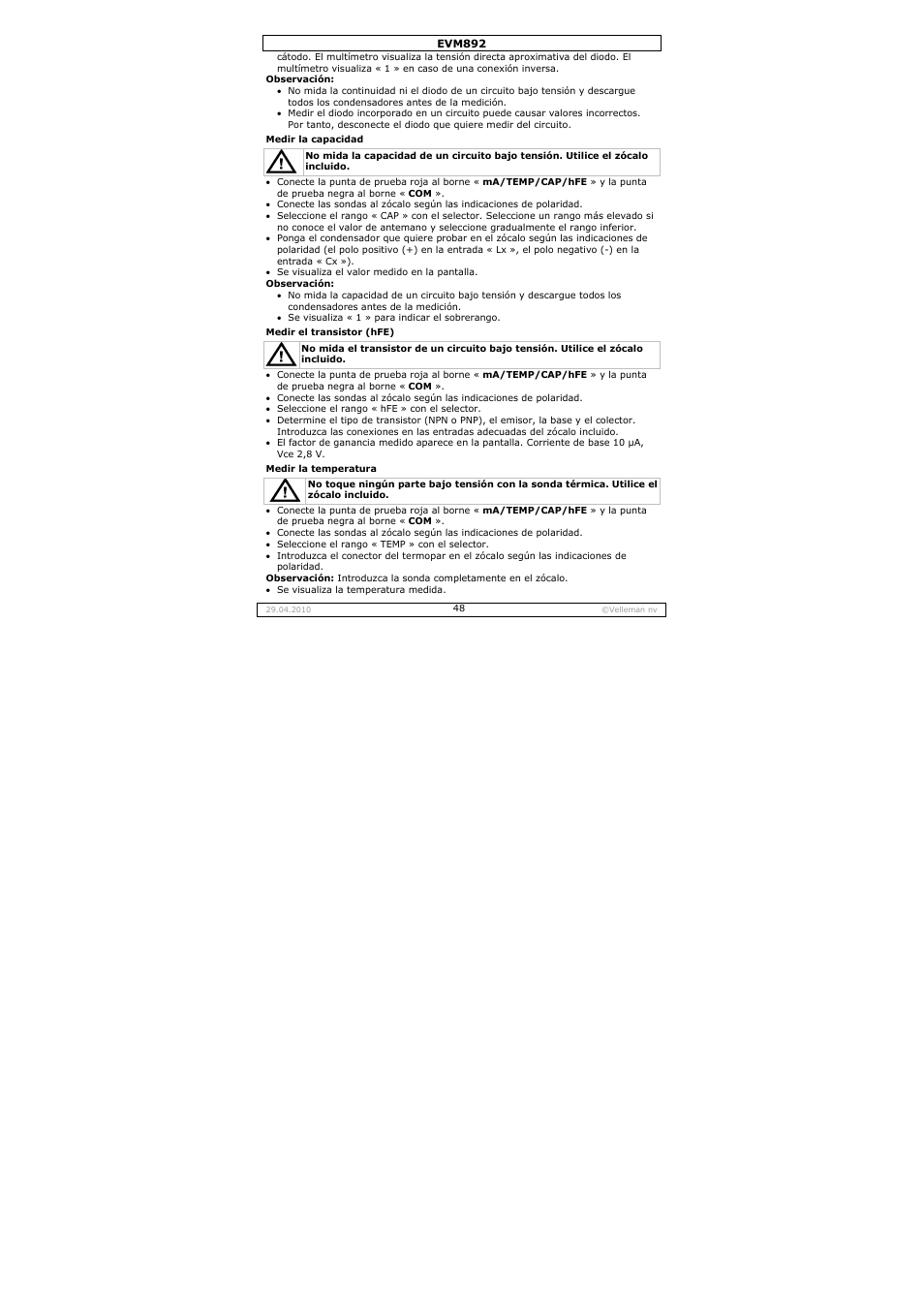 Velleman EVM892 User Manual | Page 48 / 80