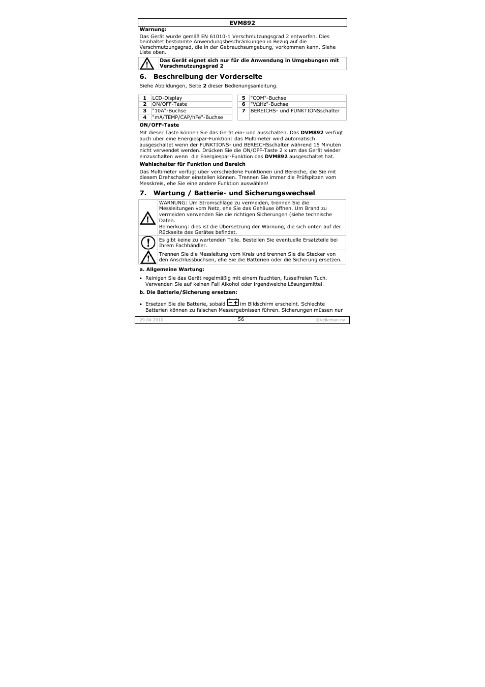 Velleman EVM892 User Manual | Page 56 / 80