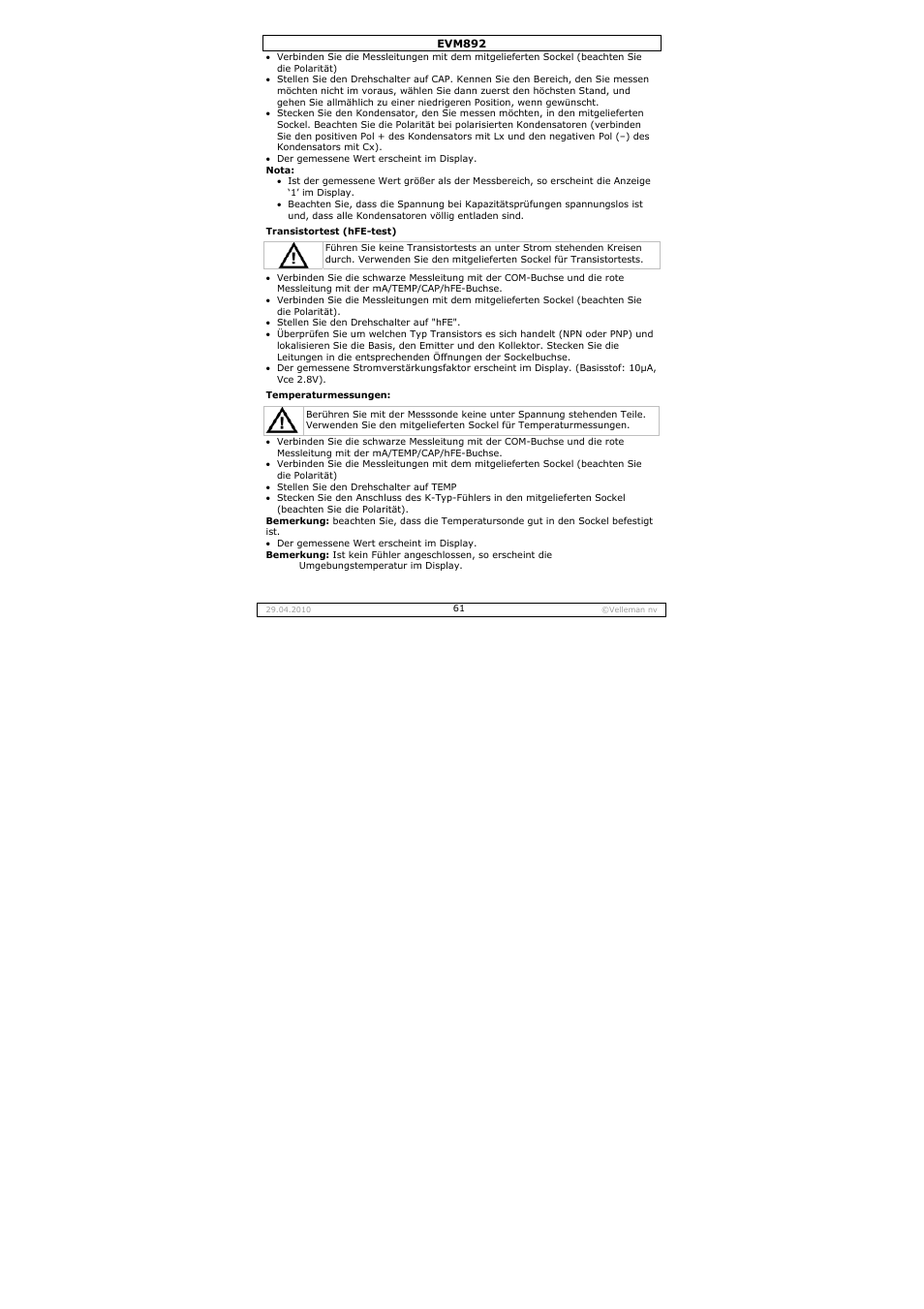 Velleman EVM892 User Manual | Page 61 / 80