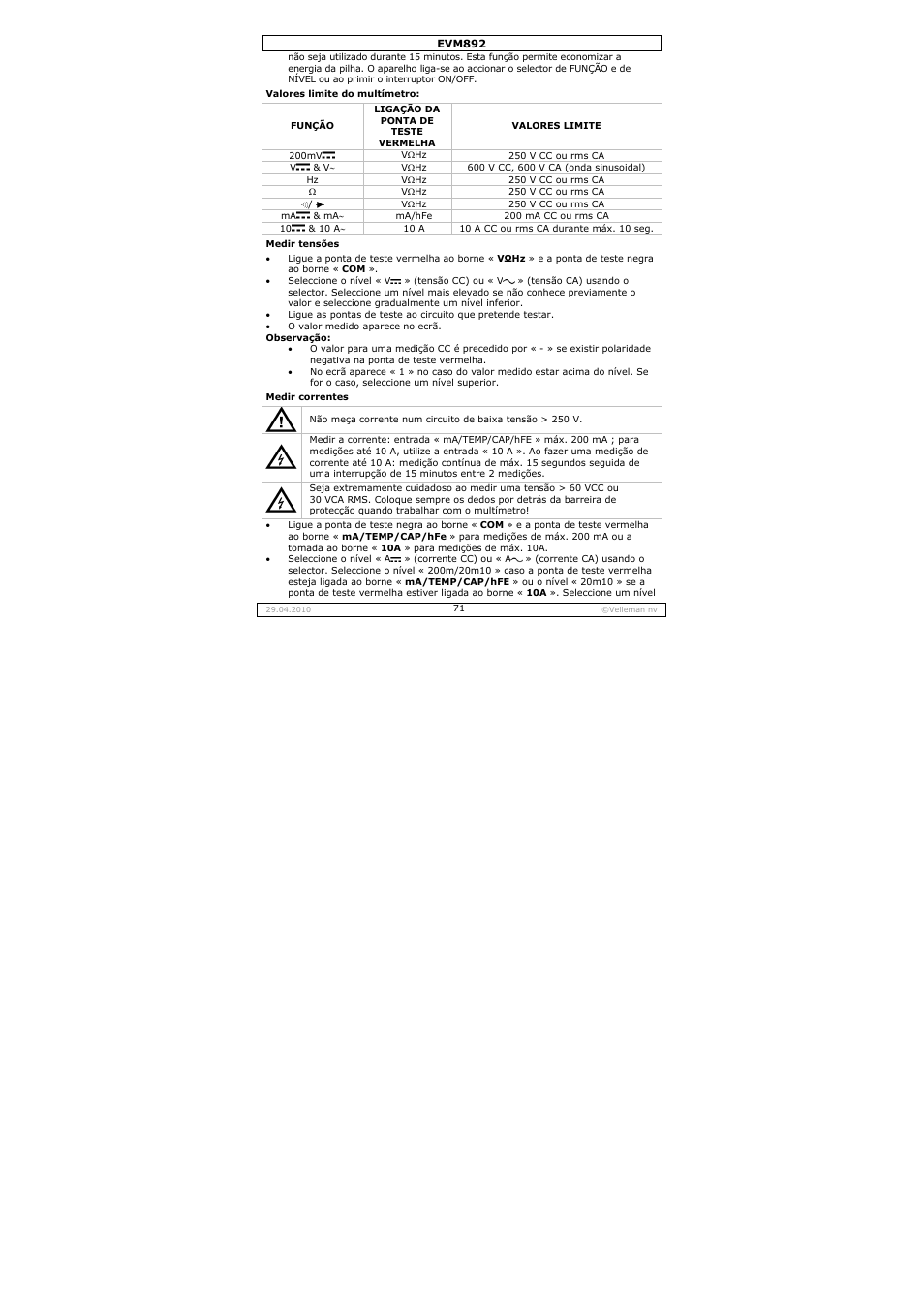 Velleman EVM892 User Manual | Page 71 / 80