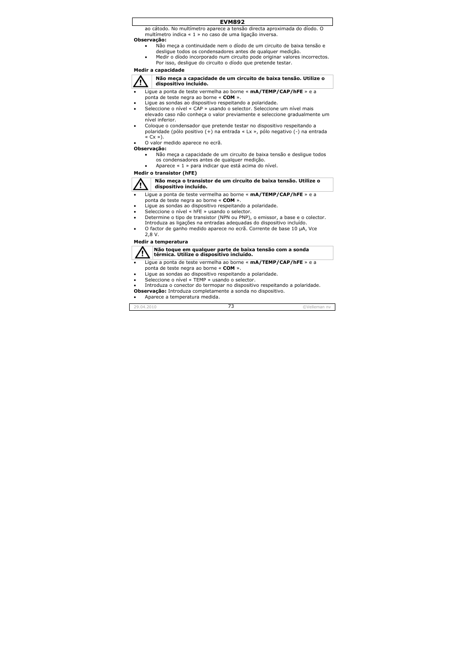 Velleman EVM892 User Manual | Page 73 / 80