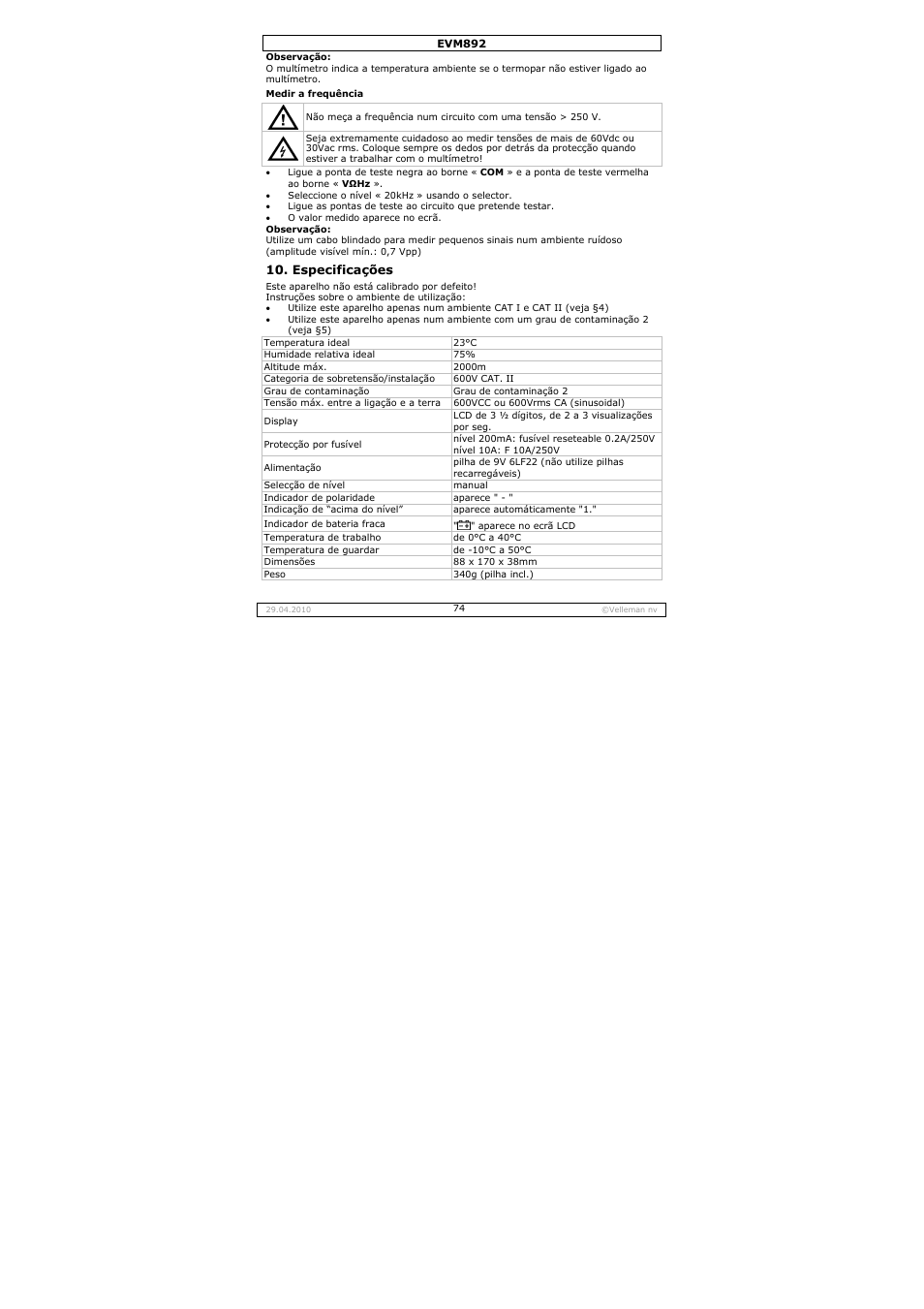 Velleman EVM892 User Manual | Page 74 / 80