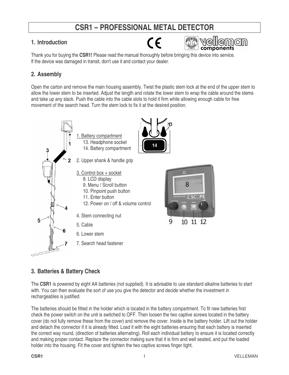Velleman CSR1 User Manual | 56 pages