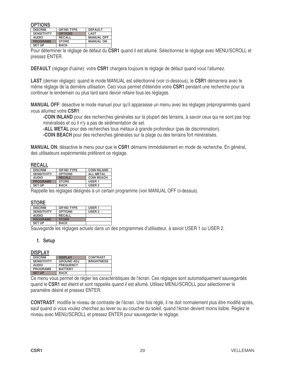 Options | Velleman CSR1 User Manual | Page 29 / 56