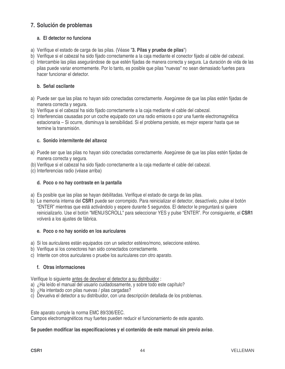 Velleman CSR1 User Manual | Page 44 / 56