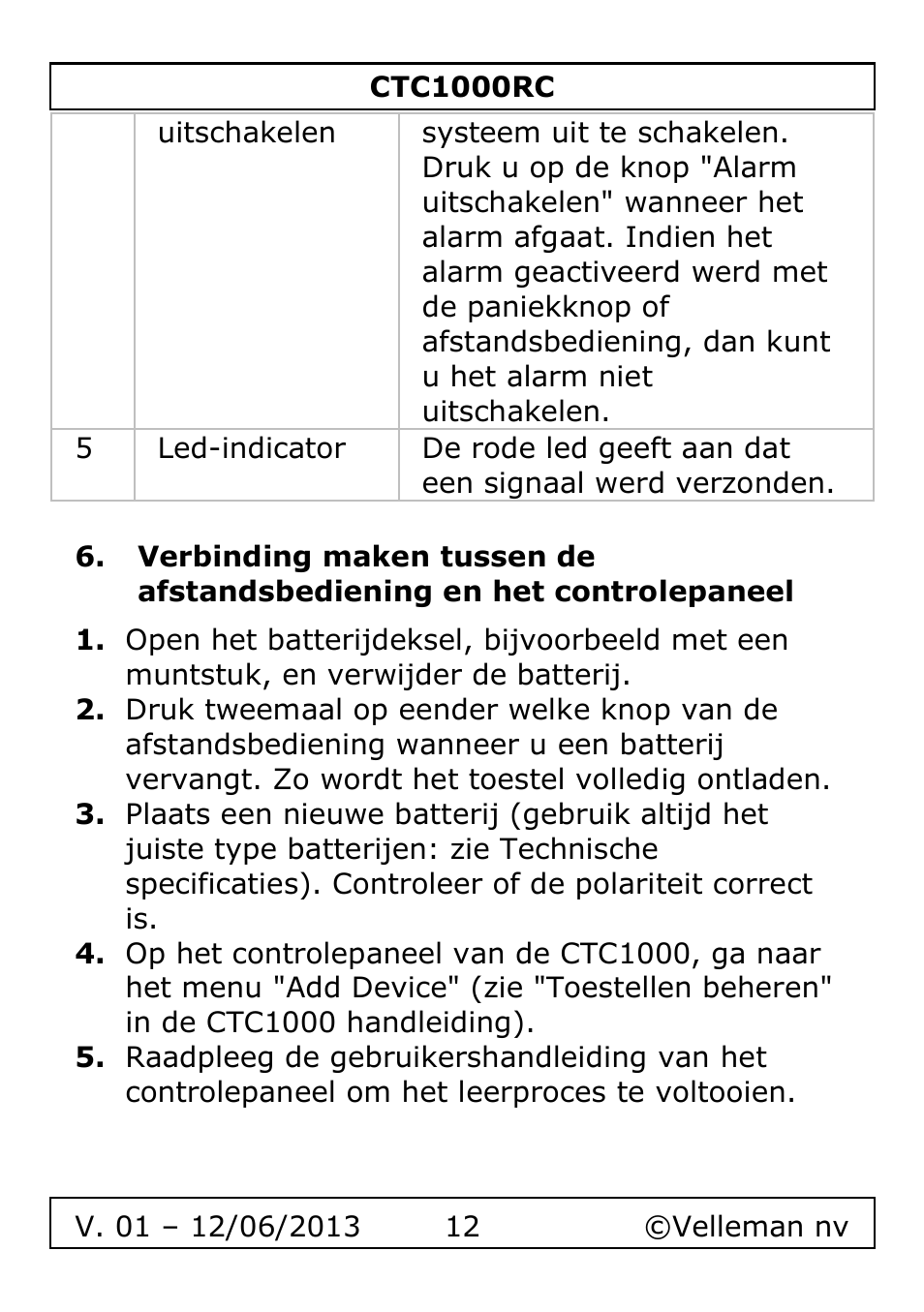 Velleman CTC1000RC User Manual | Page 12 / 51