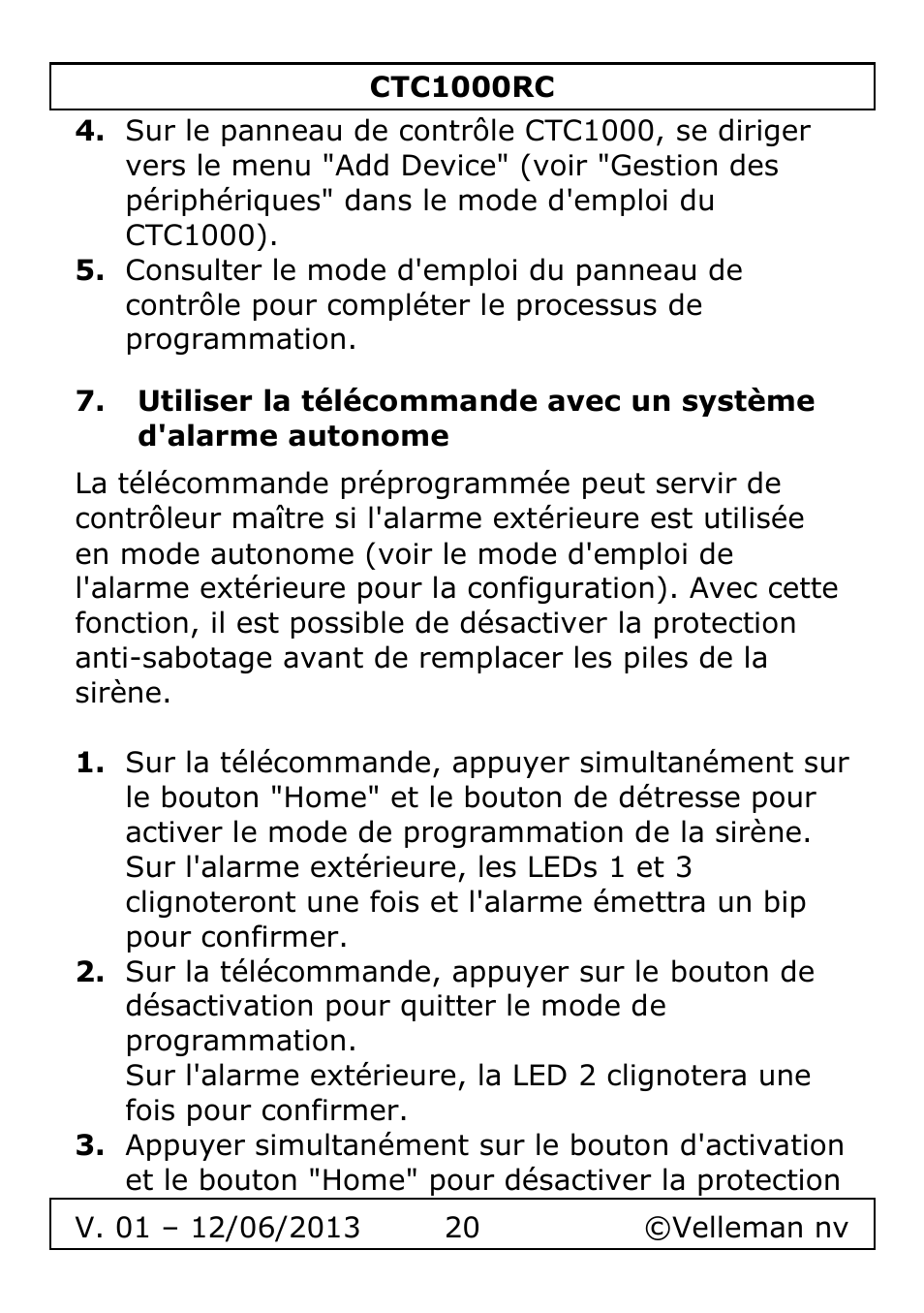 Velleman CTC1000RC User Manual | Page 20 / 51