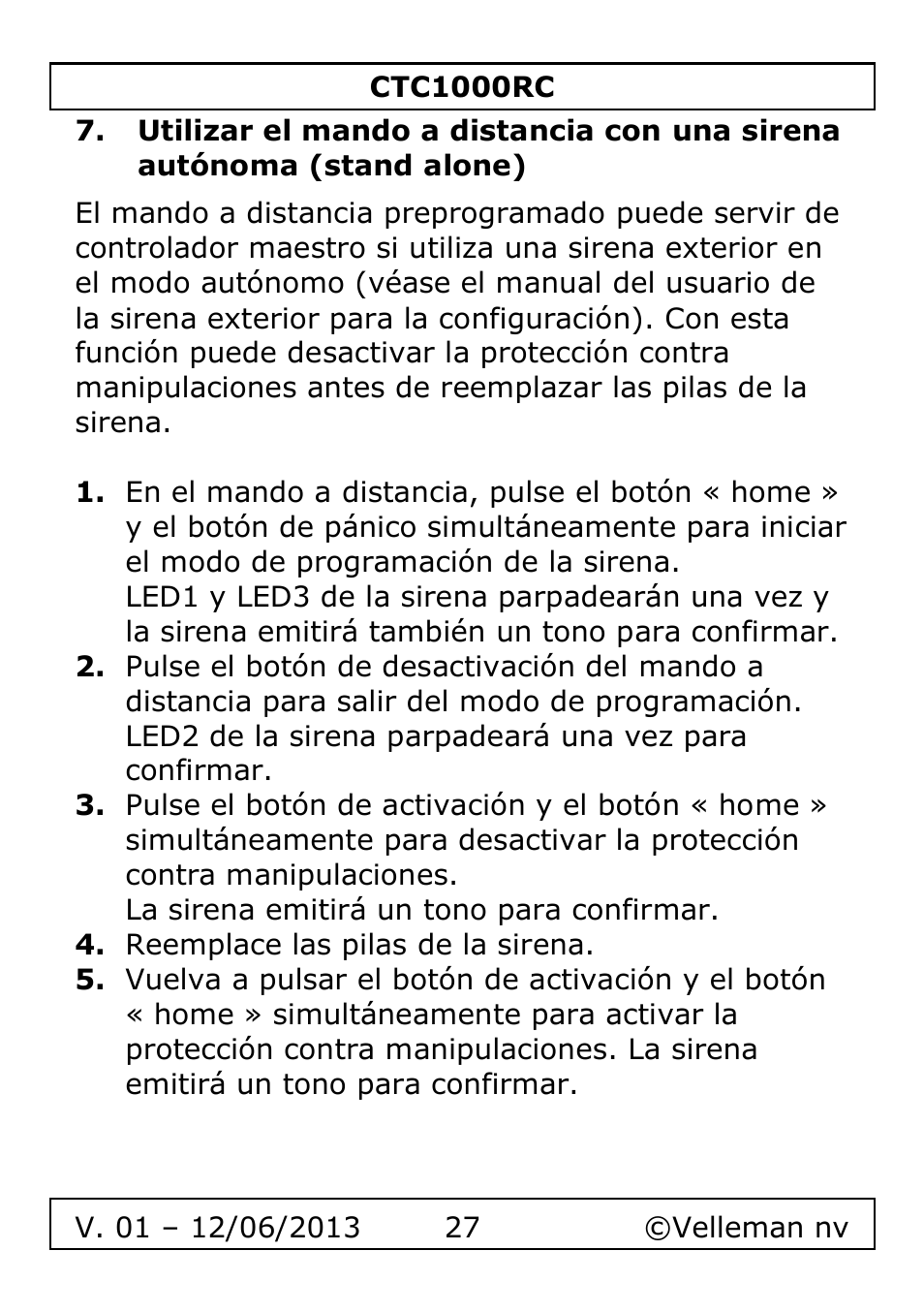 Velleman CTC1000RC User Manual | Page 27 / 51