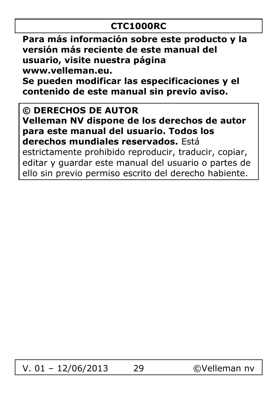 Velleman CTC1000RC User Manual | Page 29 / 51