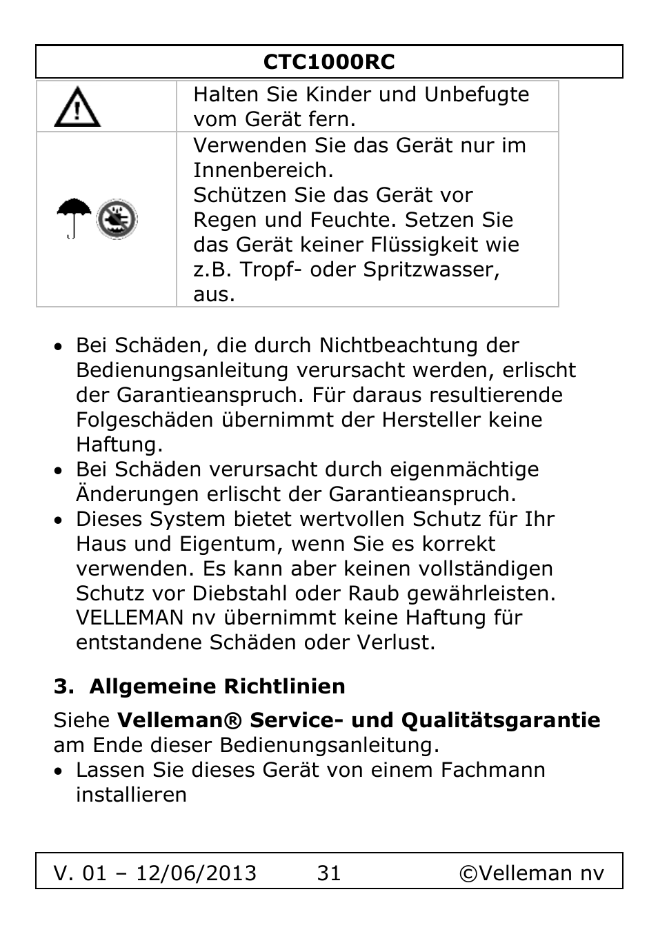 Allgemeine richtlinien | Velleman CTC1000RC User Manual | Page 31 / 51