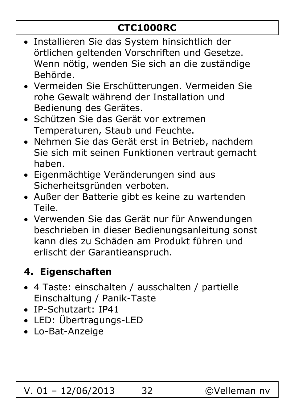 Eigenschaften | Velleman CTC1000RC User Manual | Page 32 / 51