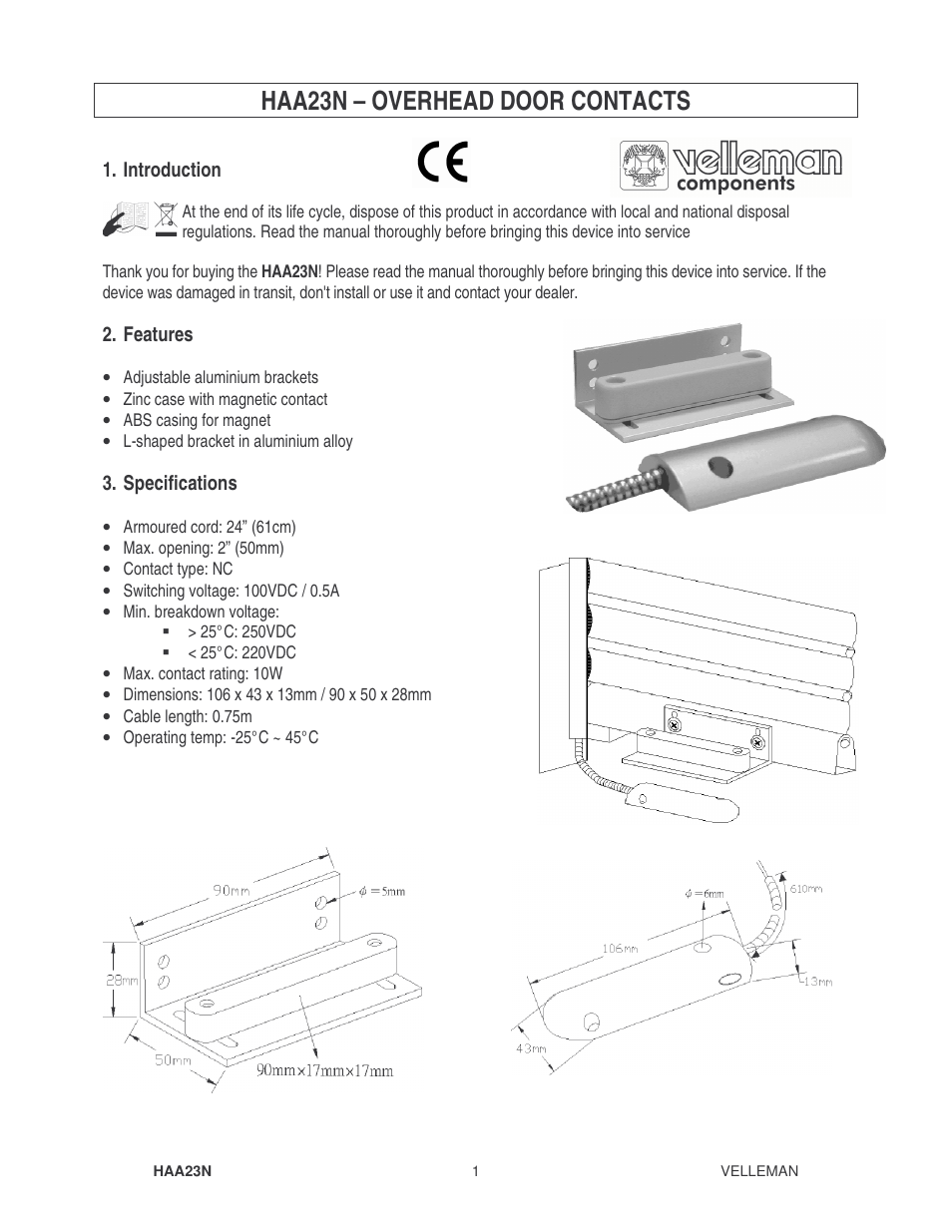 Velleman HAA23N User Manual | 4 pages