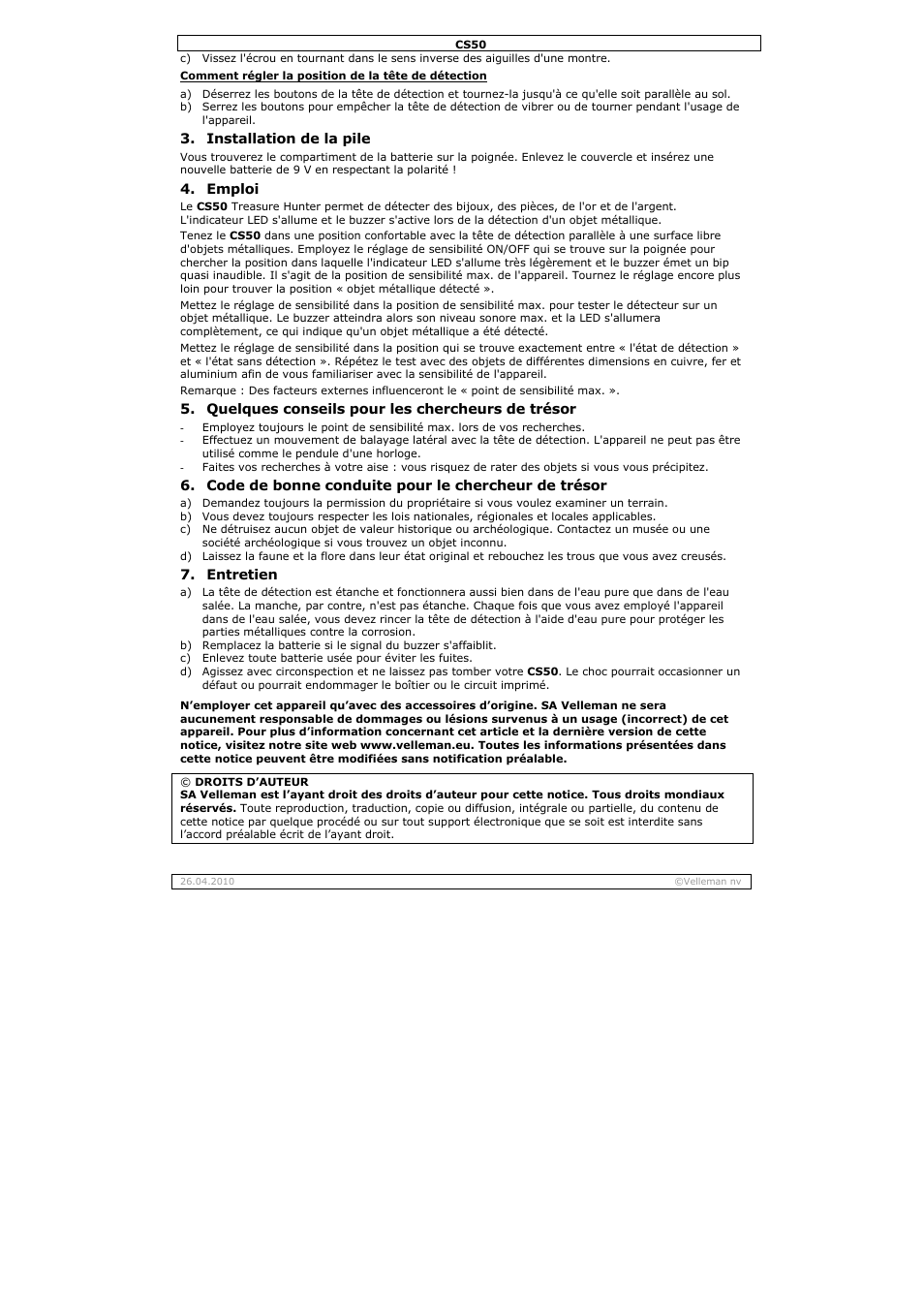 Velleman CS50 User Manual | Page 5 / 12
