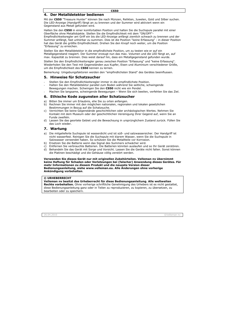 Velleman CS50 User Manual | Page 8 / 12