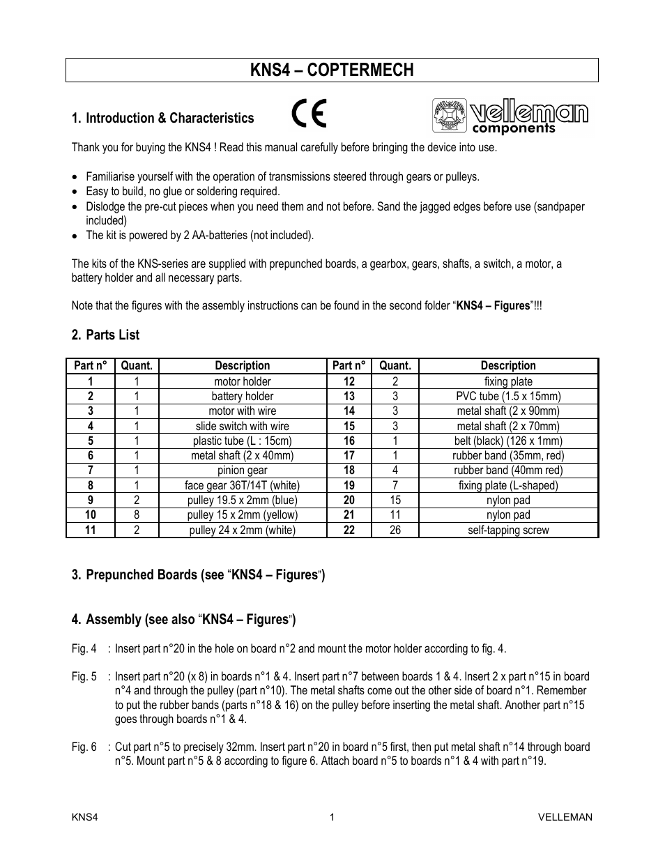 Velleman KNS4 User Manual | 7 pages