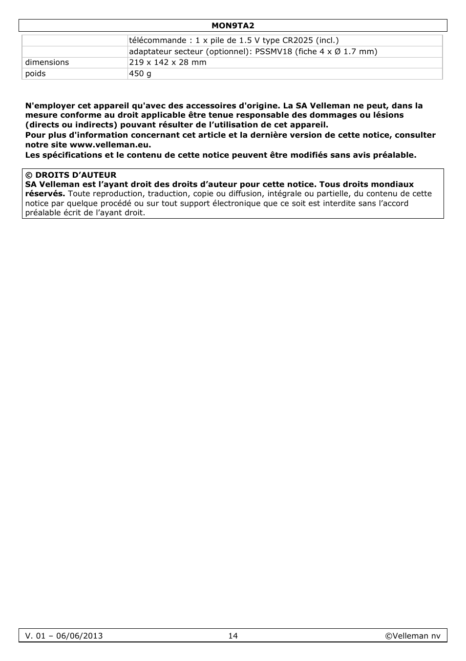 Velleman MON9TA2 User Manual | Page 14 / 32