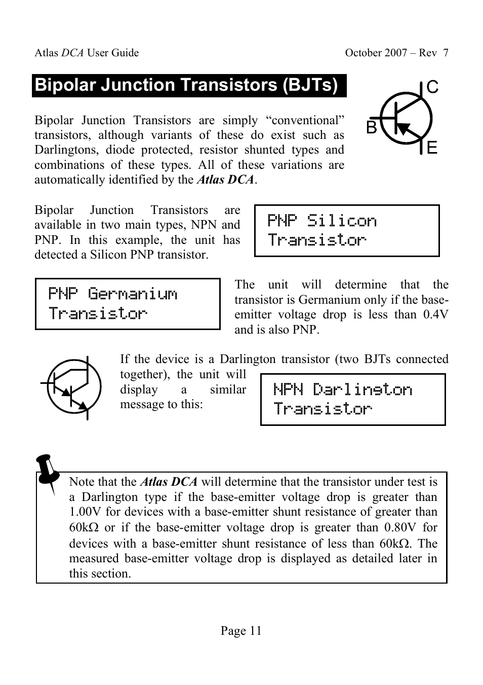 Bipolar junction transistors (bjts) | Velleman DCA55 User Manual | Page 11 / 26