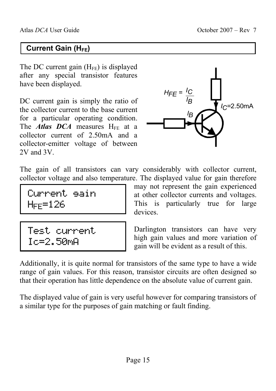 Current gain h | Velleman DCA55 User Manual | Page 15 / 26