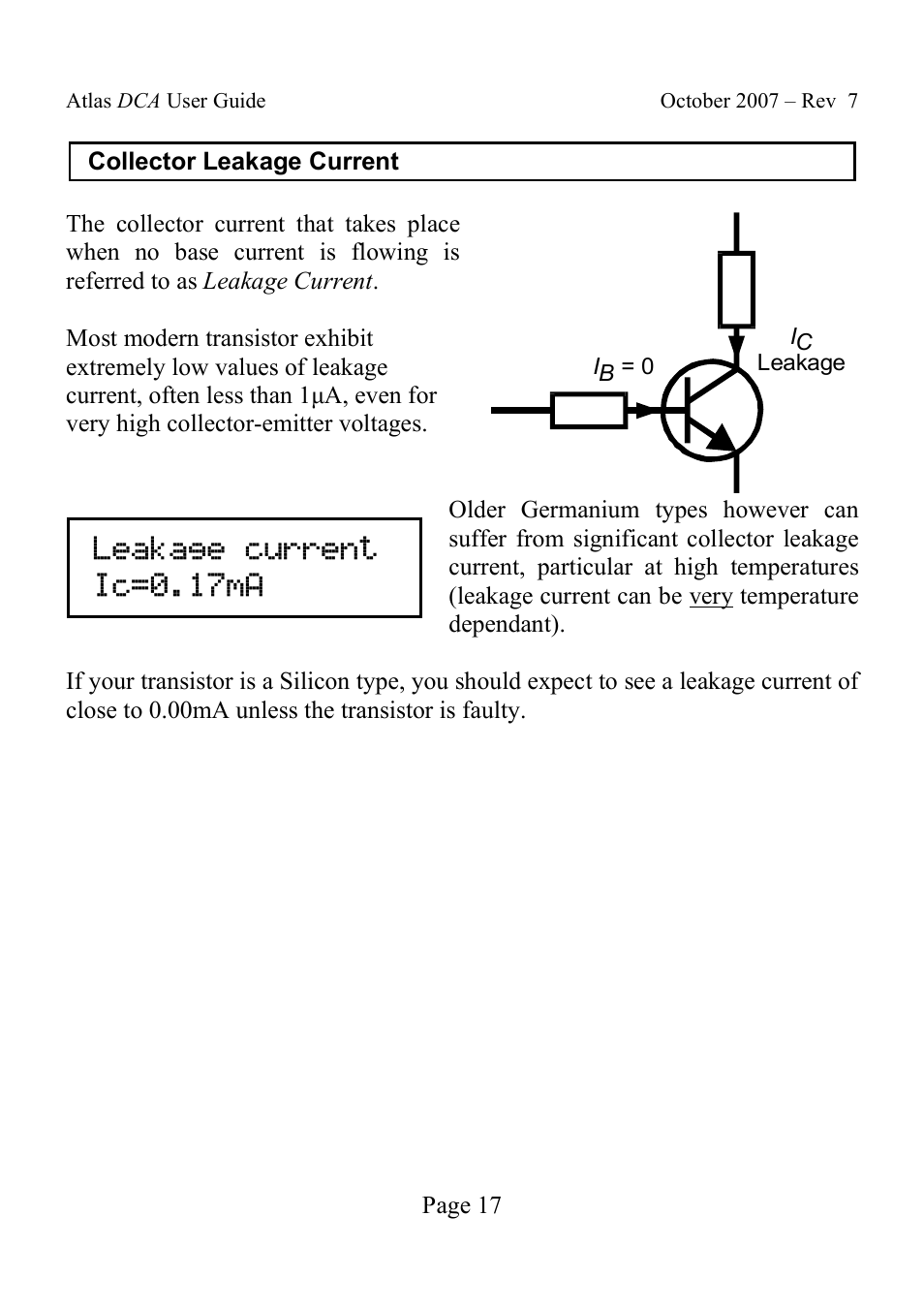 Leakage current ic=0.17ma | Velleman DCA55 User Manual | Page 17 / 26