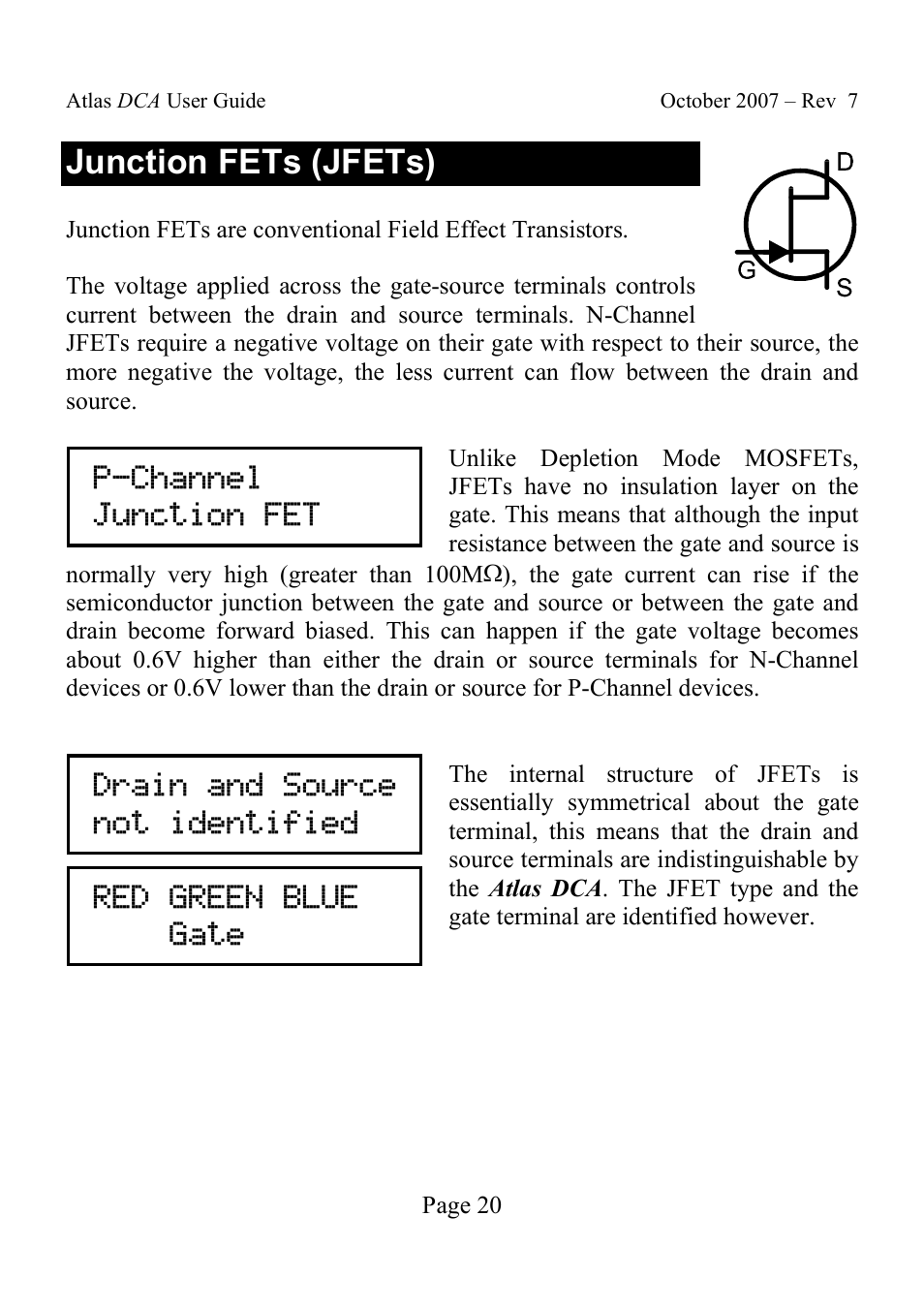 Junction fets (jfets) | Velleman DCA55 User Manual | Page 20 / 26