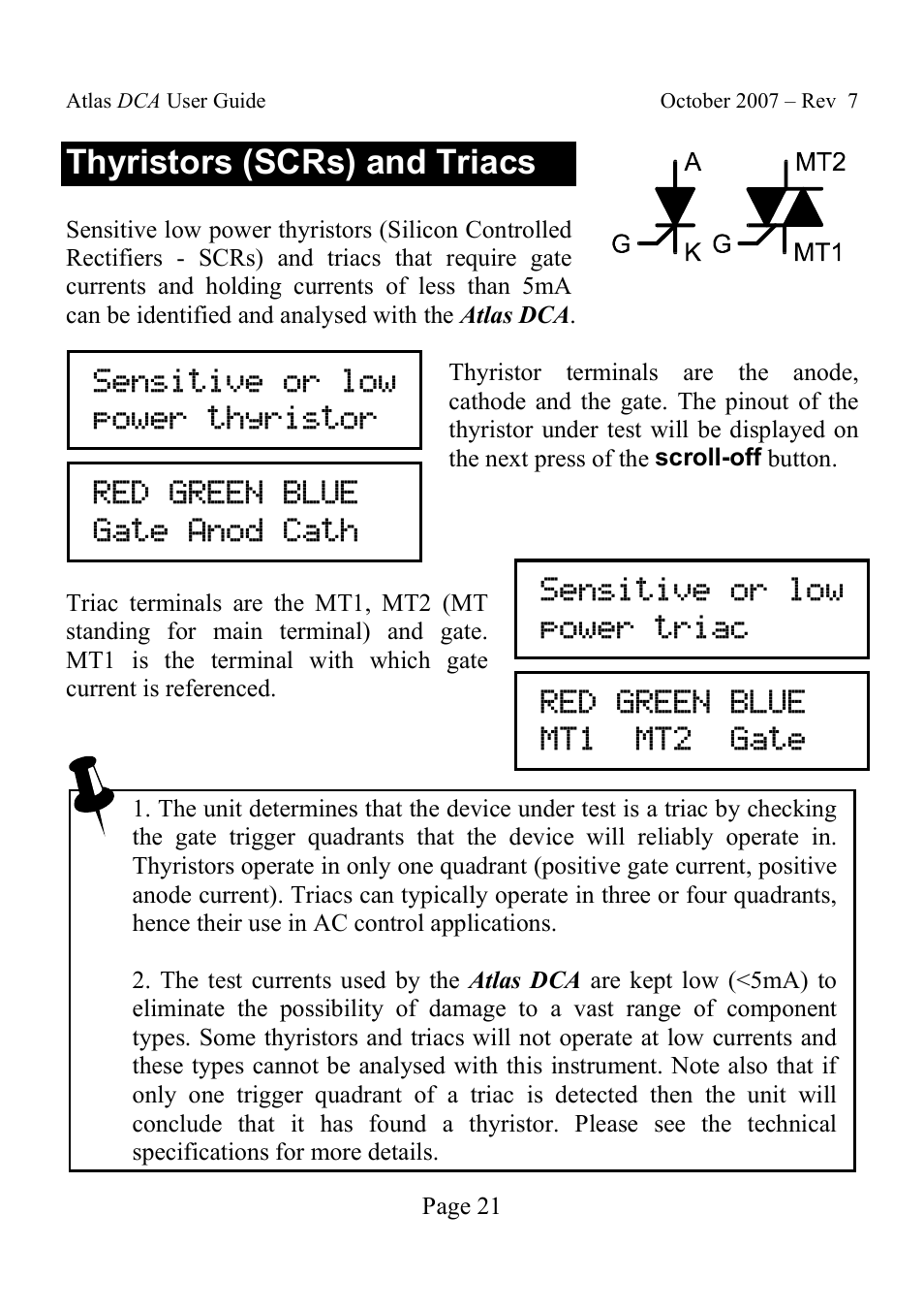 Thyristors (scrs) and triacs | Velleman DCA55 User Manual | Page 21 / 26