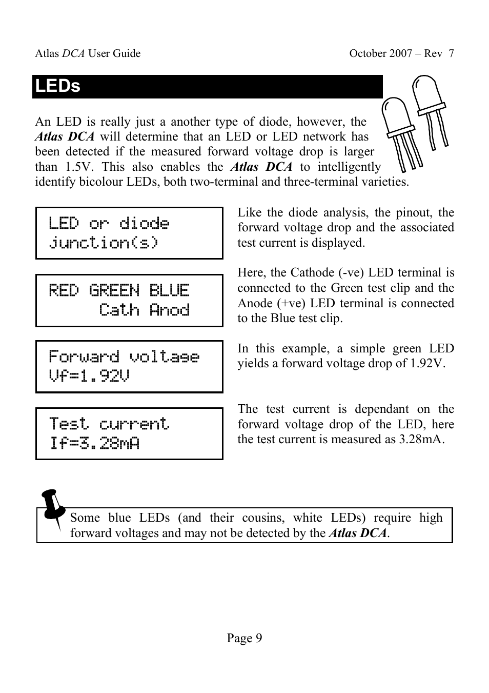 Leds | Velleman DCA55 User Manual | Page 9 / 26