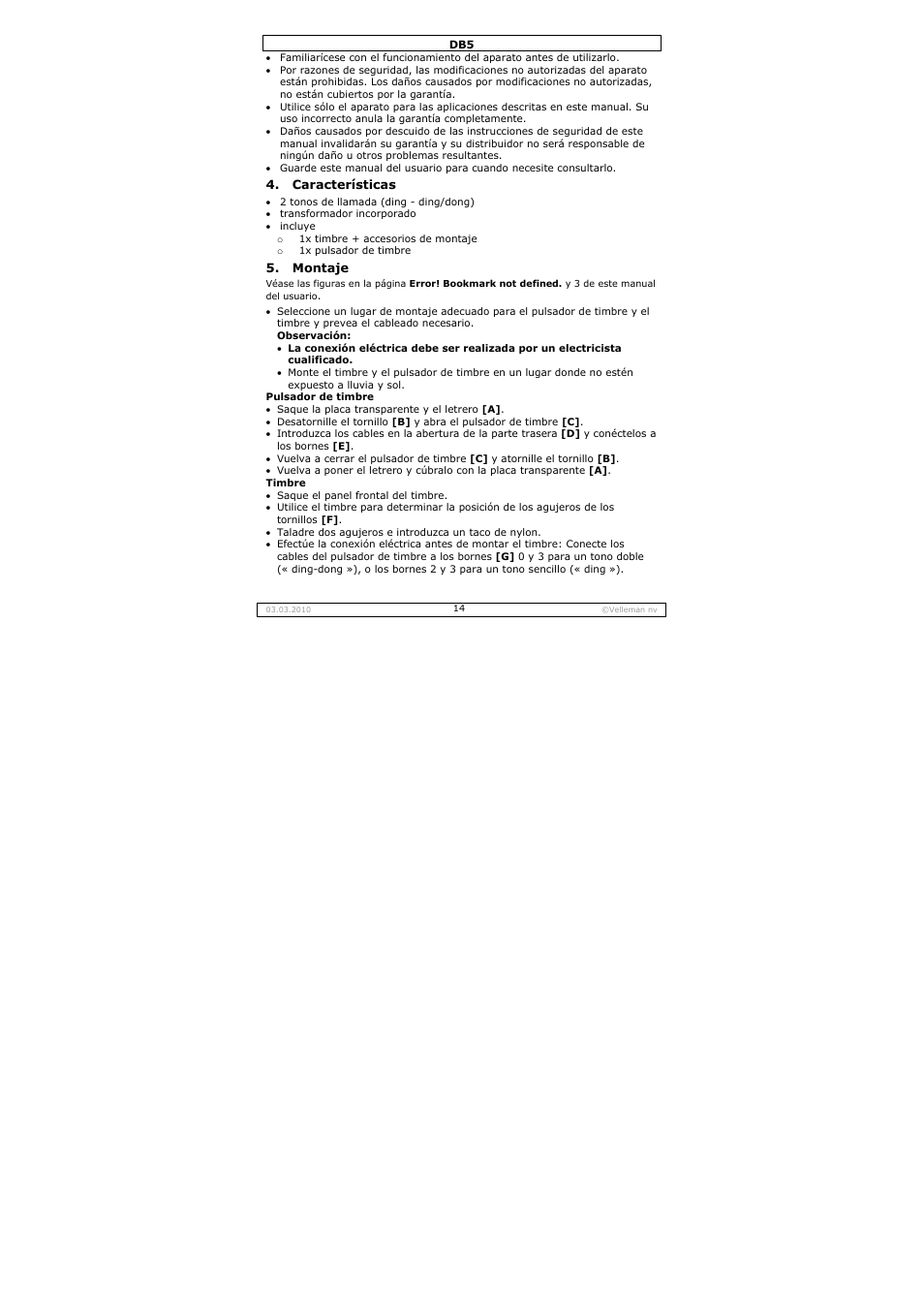 Velleman DB5 User Manual | Page 14 / 22