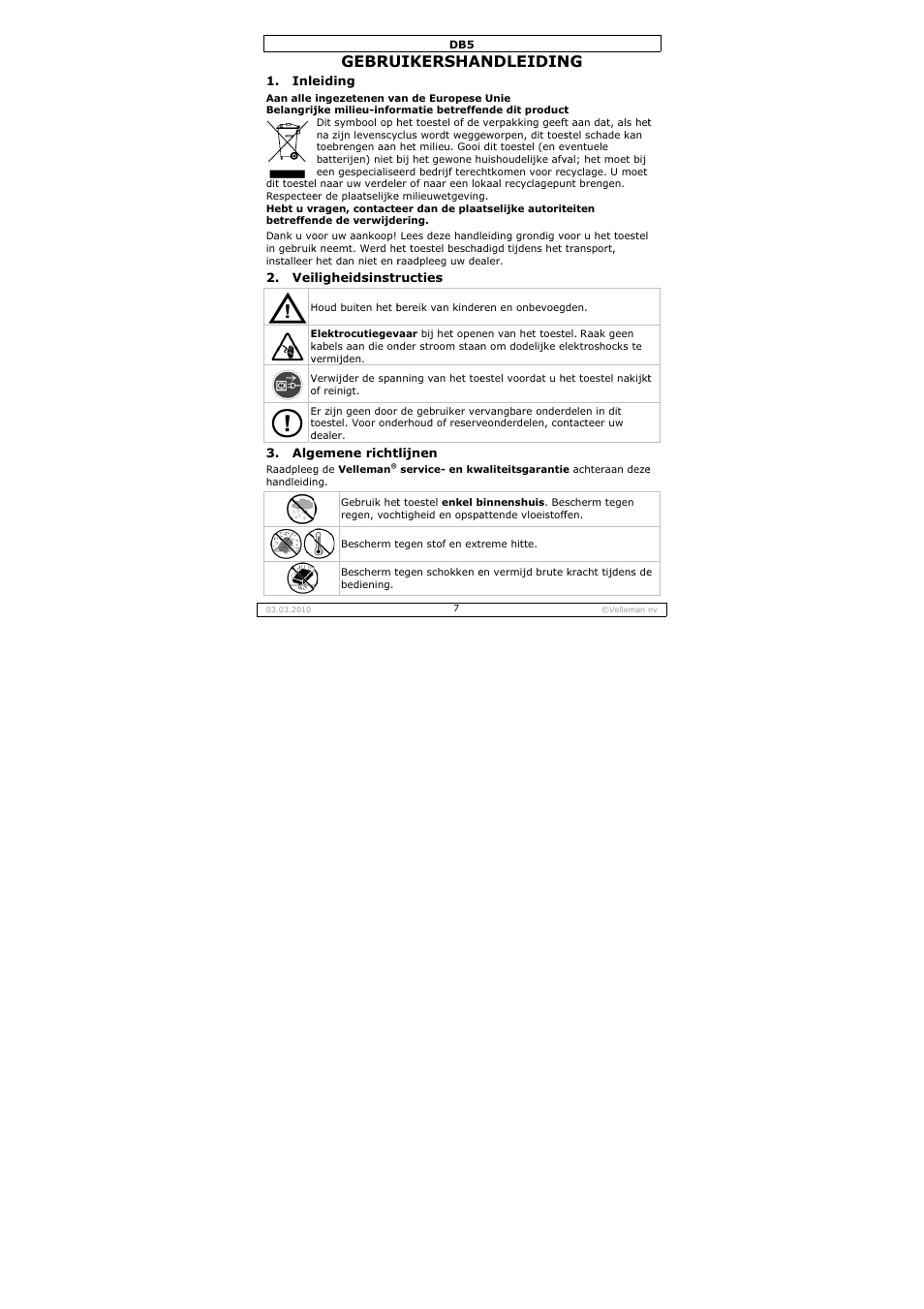 Gebru, Uikersha, Ndleidin | Velleman DB5 User Manual | Page 7 / 22