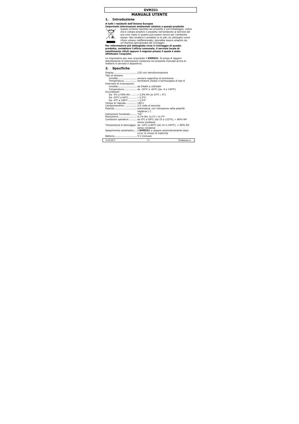 Manuale, Utente | Velleman DVM321 User Manual | Page 13 / 23