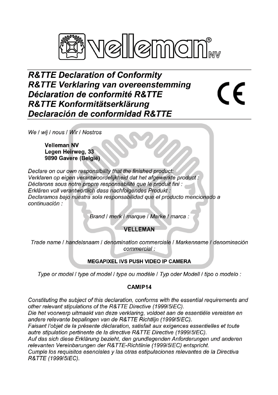 R&tte | Velleman CAMIP14 User Manual | Page 31 / 34