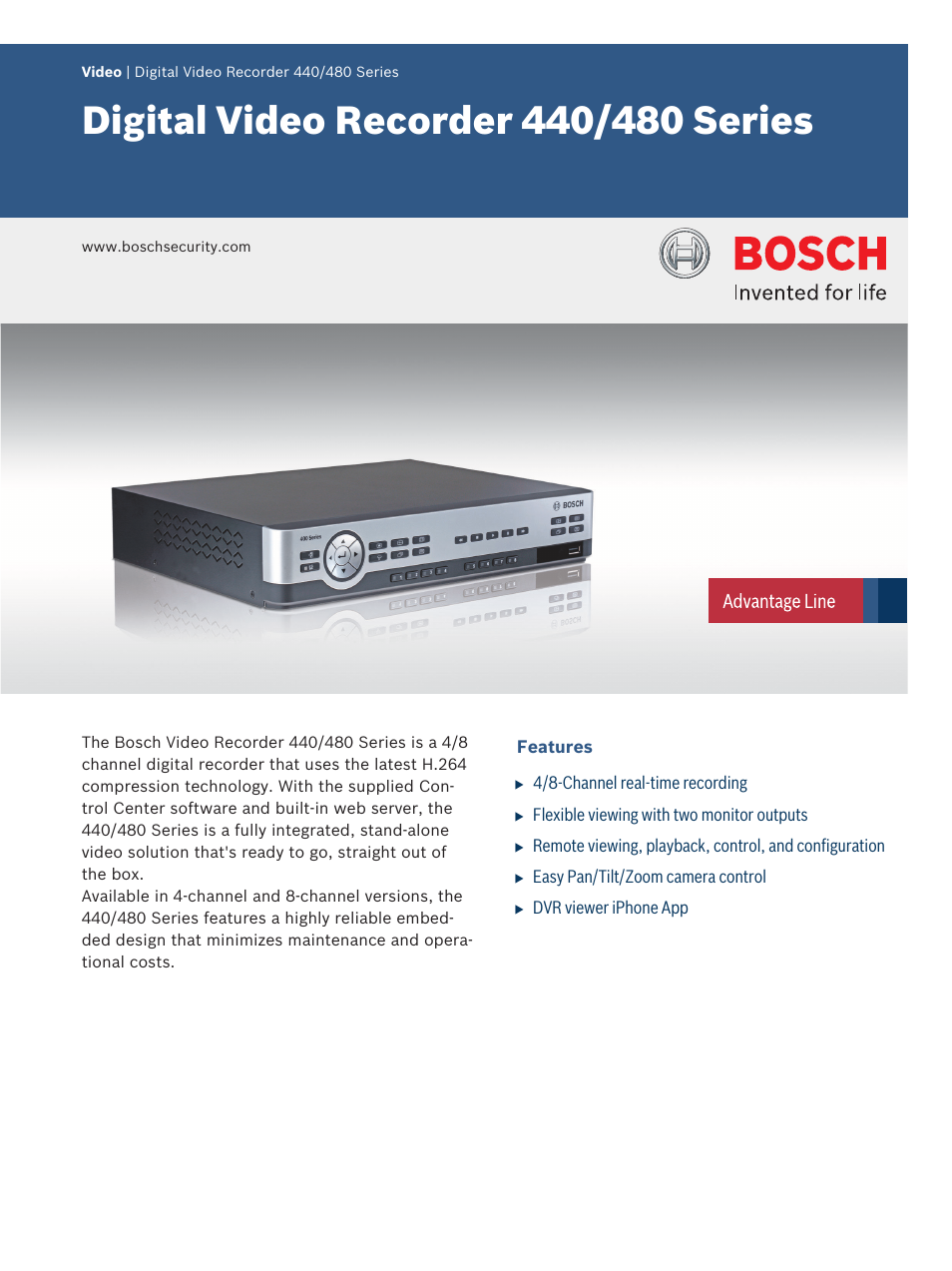 Velleman BOSCH01 DVR User Manual | 3 pages
