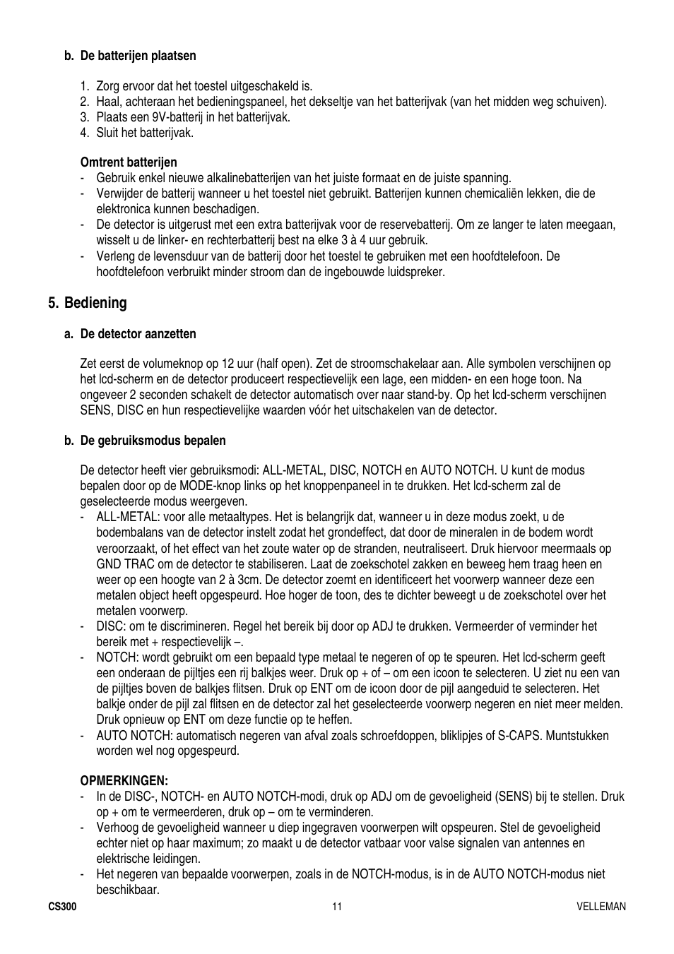 Velleman CS300 User Manual | Page 11 / 40