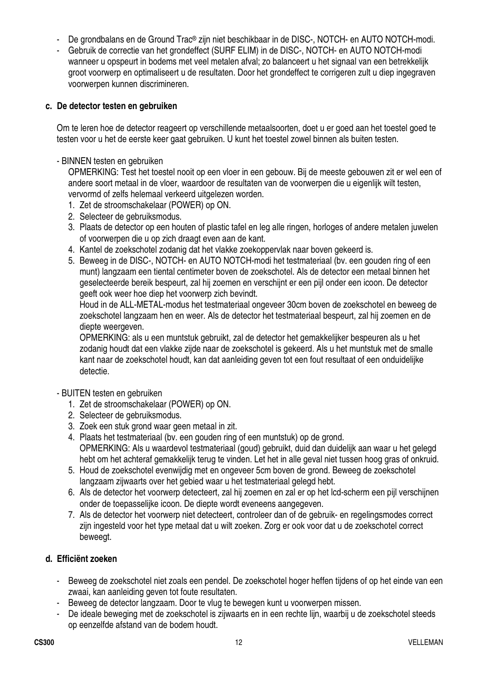 Velleman CS300 User Manual | Page 12 / 40