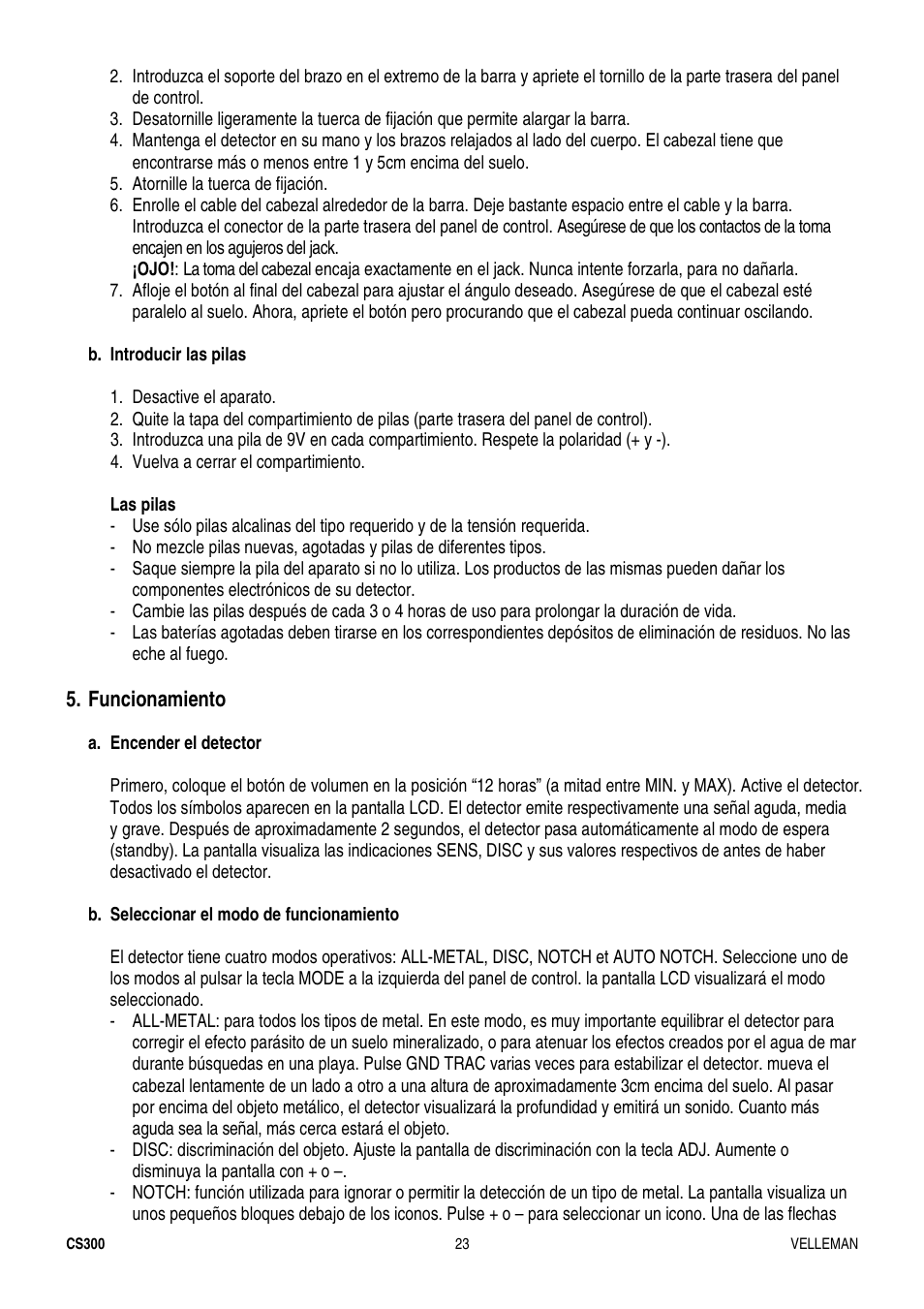 Velleman CS300 User Manual | Page 23 / 40