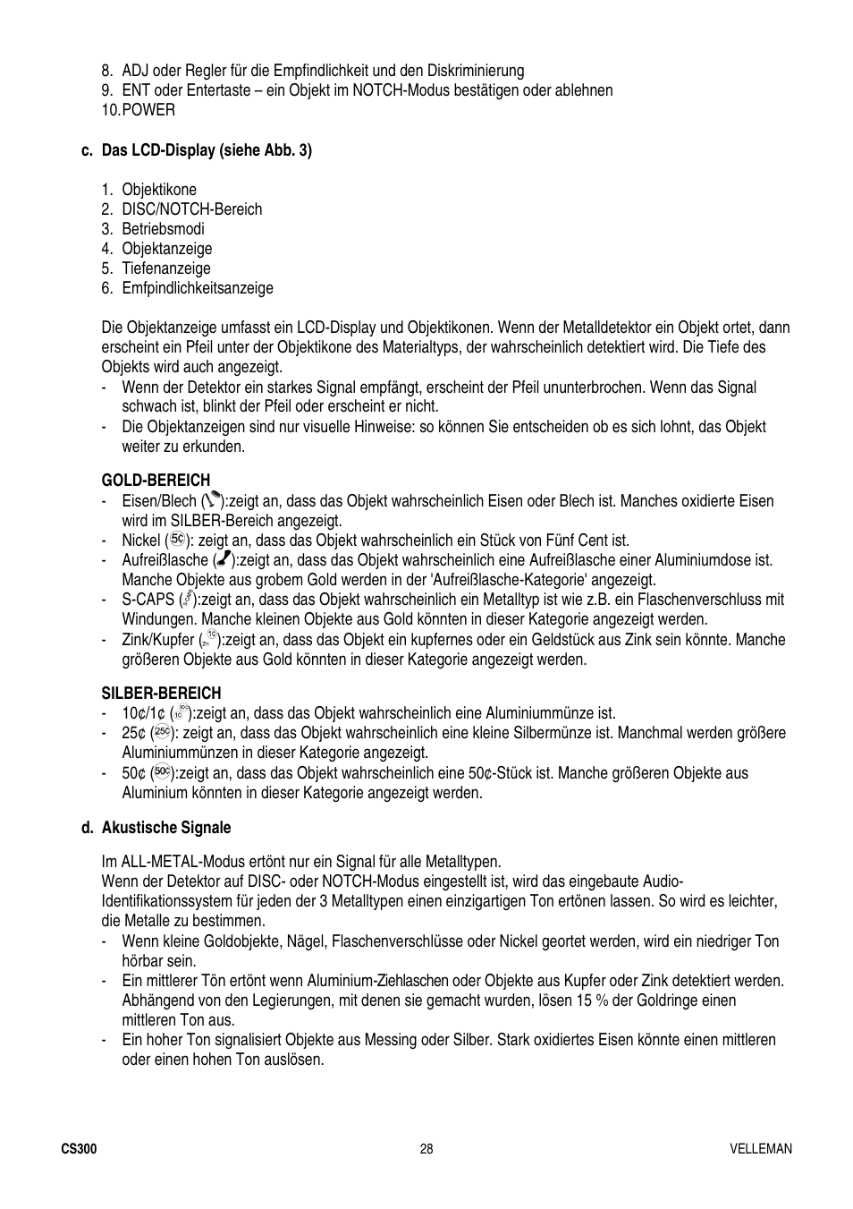 Velleman CS300 User Manual | Page 28 / 40