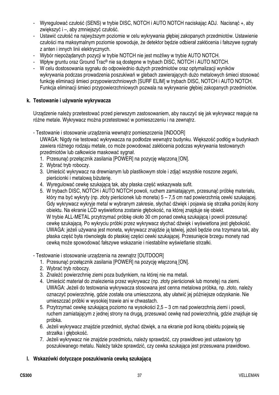 Velleman CS300 User Manual | Page 37 / 40