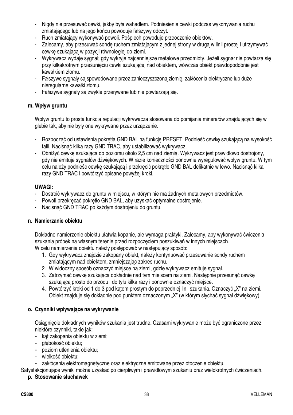 Velleman CS300 User Manual | Page 38 / 40