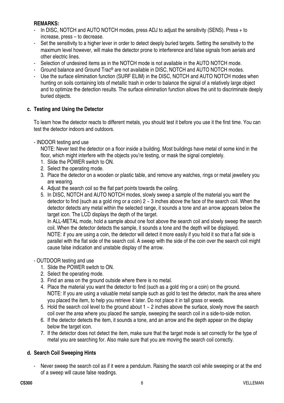 Velleman CS300 User Manual | Page 6 / 40