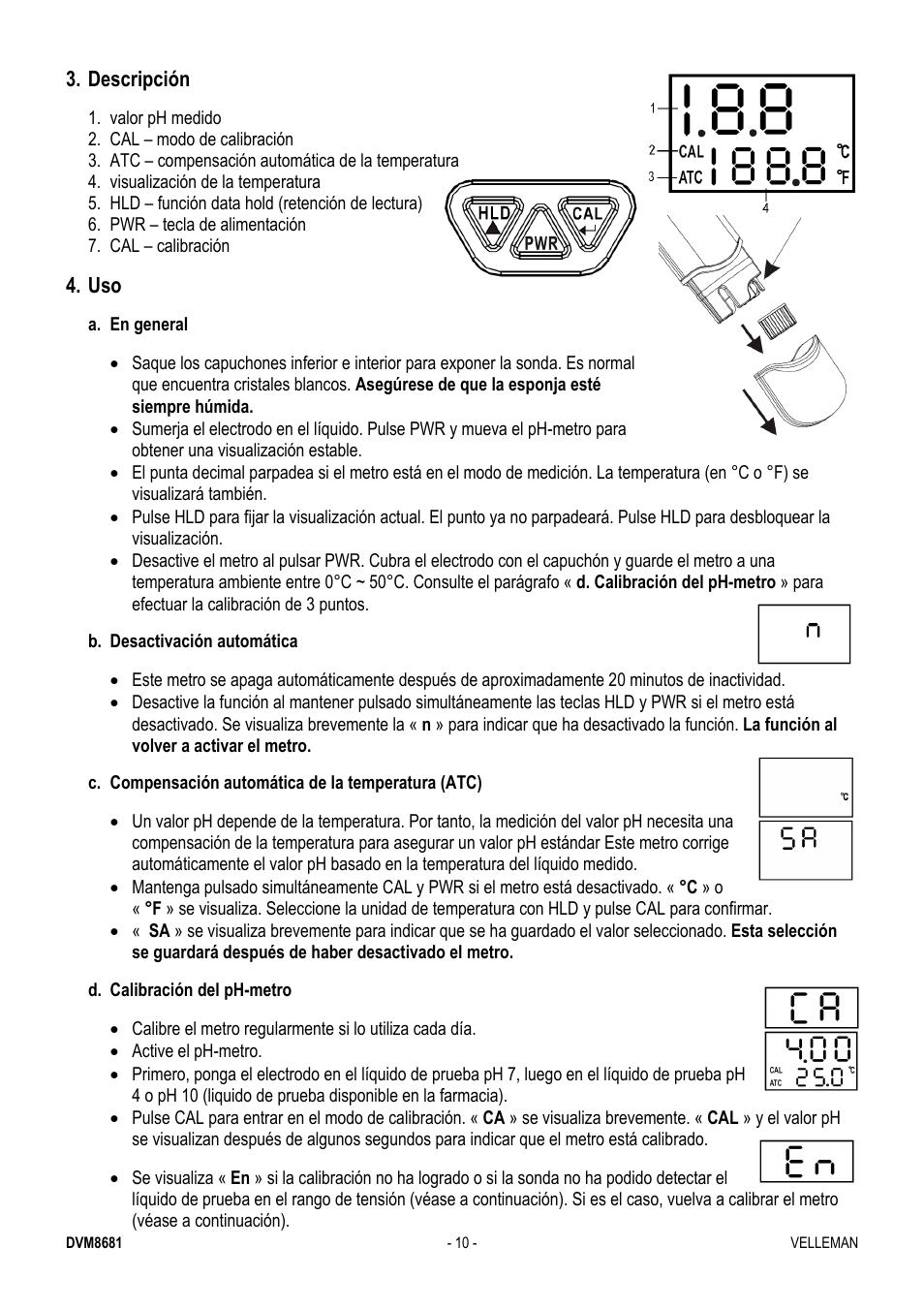 Descripción | Velleman DVM8681 User Manual | Page 10 / 22