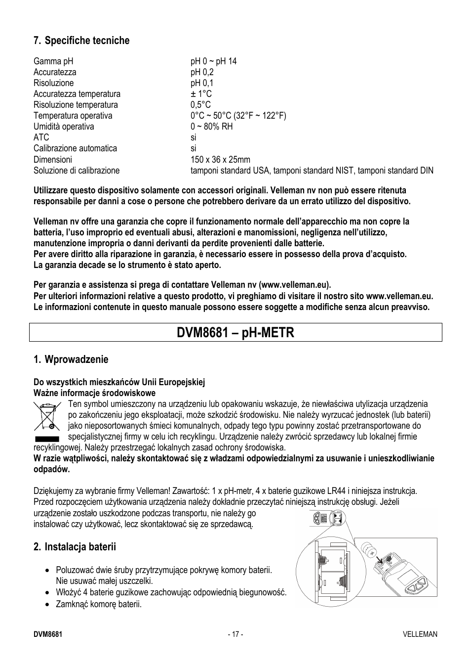 Dvm8681 – ph-metr | Velleman DVM8681 User Manual | Page 17 / 22